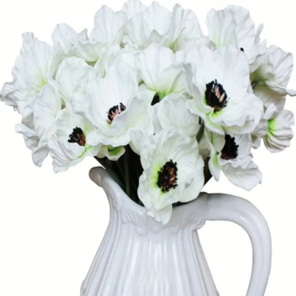 10 x white poppy flowers